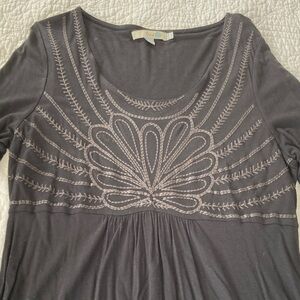 Boden Black Embroidered Scoop-neck Midi Dress, 10 Regular